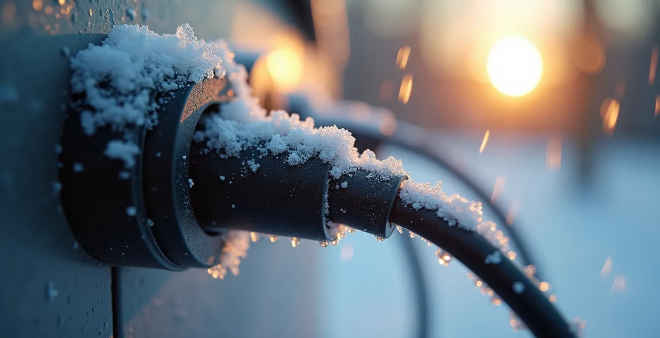 Borne de recharge protégée contre l'hiver québécois avec système de protection