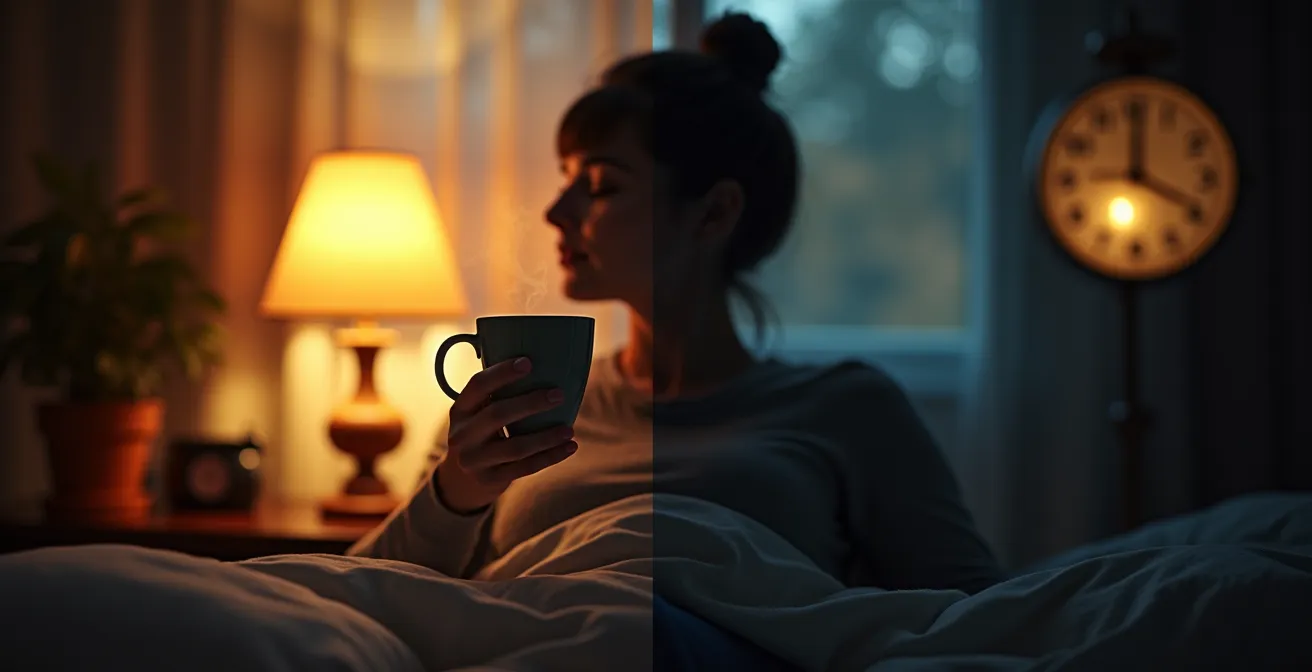 Contraste entre utilisation correcte le matin et incorrecte le soir d'une lampe de luminothérapie