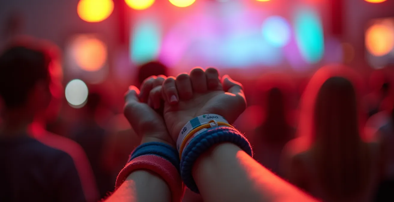 Jeunes spectateurs enthousiastes devant une scène de festival à Québec